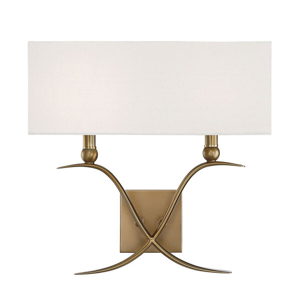 Linden Warm Brass Two-Light Wall Sconce, image 1