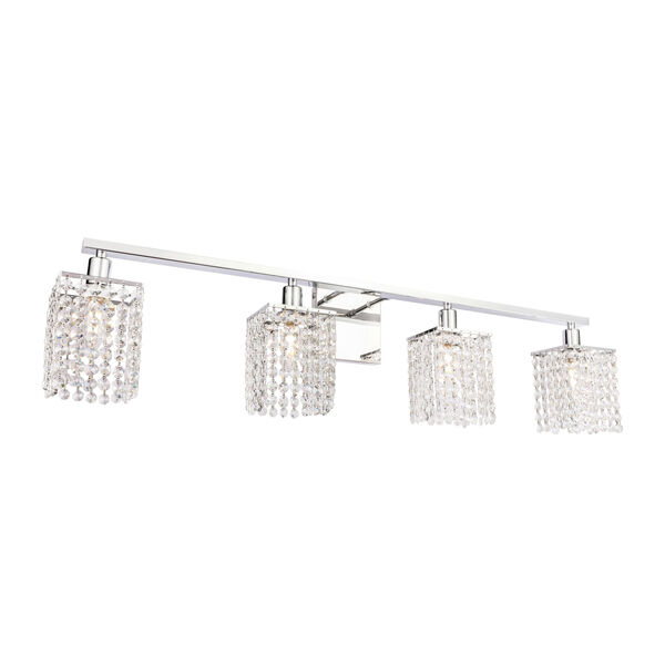 Phineas Chrome Four-Light Bath Vanity with Clear Crystals, image 4