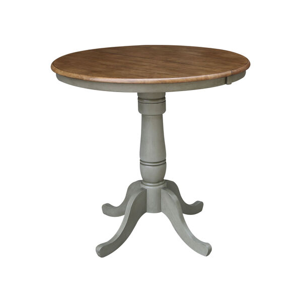 Emily Hickory and Stone 36-Inch Round Extension Dining Table With Two Counter Height Stools, Three-Piece, image 4