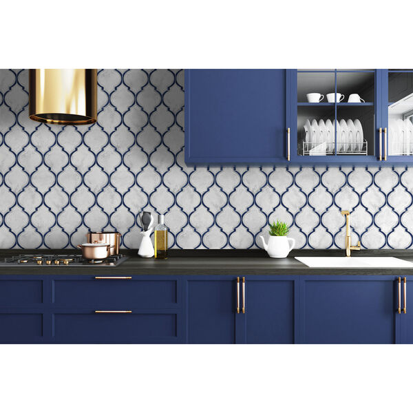 NextWall Blue Marbled Ogee Peel and Stick Wallpaper, image 1