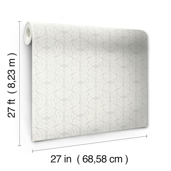 Handpainted  Light Gray Fern Tile Wallpaper, image 4