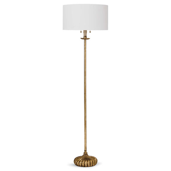 New South Antique Gold Leaf Two-Light Floor Lamp, image 1