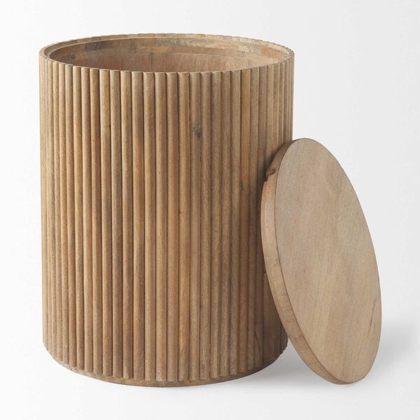 Terra Light Brown Wood Fluted Round Side Table, image 3