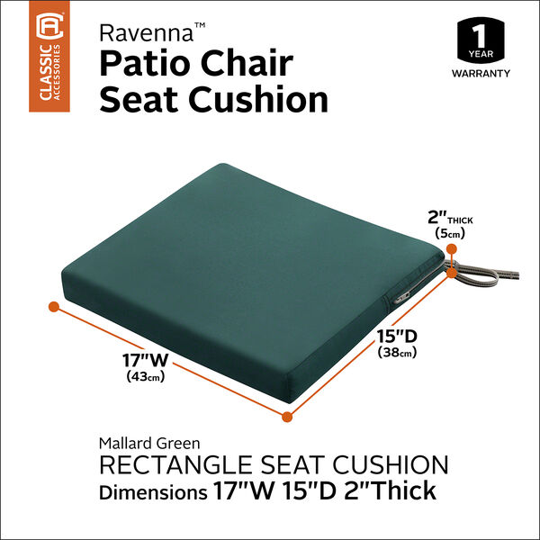 Maple Mallard Green 17 In. x 15 In. Rectangular Patio Seat Cushion, image 3