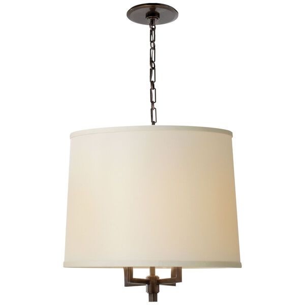 Westport Large Hanging Shade in Bronze with Linen Shade by Barbara Barry, image 1