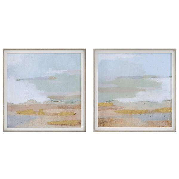 Abstract Coastline Natural Framed Prints, Set of 2, image 2