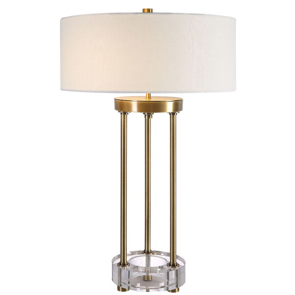 Pantheon Antique Brass and Off White Two-Light Table Lamp, image 2
