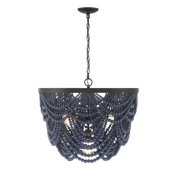 Isabella Navy Blue and Oil Rubbed Bronze Five-Light Chandelier, image 1