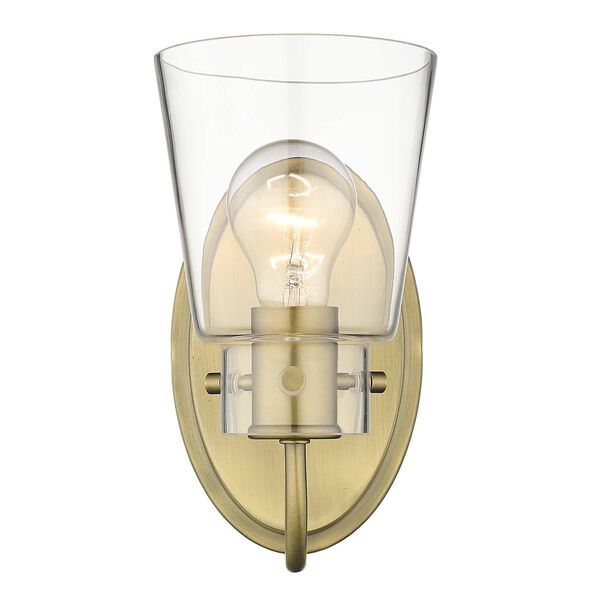 Bristow Antique Brass One-Light Bath Sconce with Clear Glass, image 1