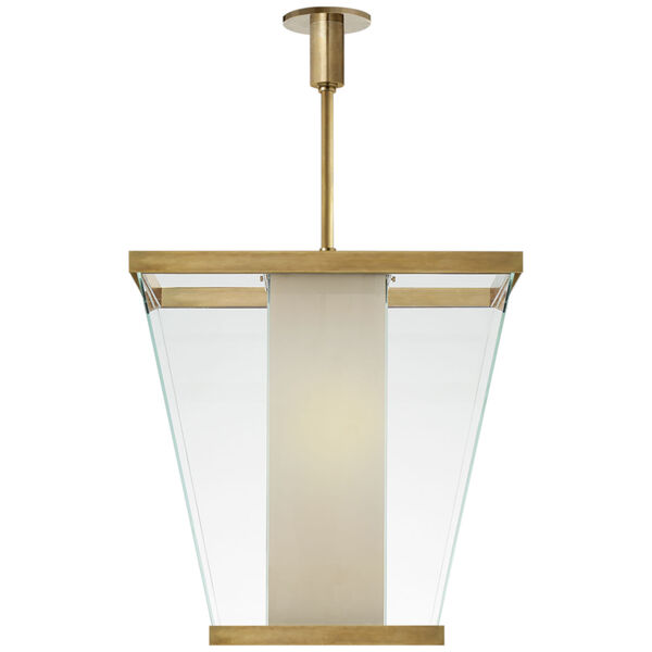Marin Lantern in Antique-Burnished Brass with White Glass by Eric Cohler, image 1