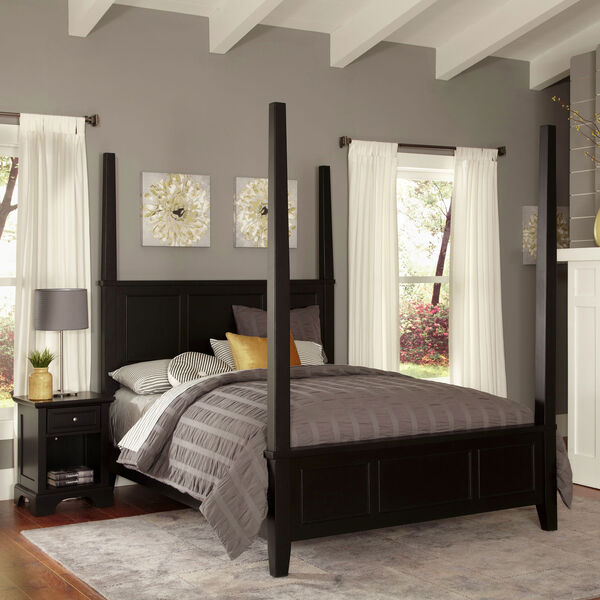 Bedford Black King Poster Bed and Night Stand, image 1