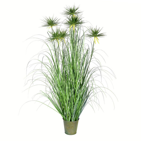 Green 48-Inch Cyperus Grass with Iron Pot, image 1