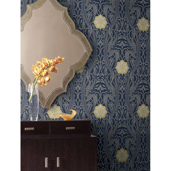 Damask Resource Library Navy 27 In. x 27 Ft. Gatsby Wallpaper, image 2