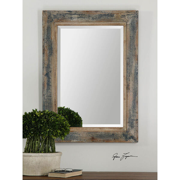 Bozeman Blue and Aged Wood 37.75-Inch Mirror, image 1