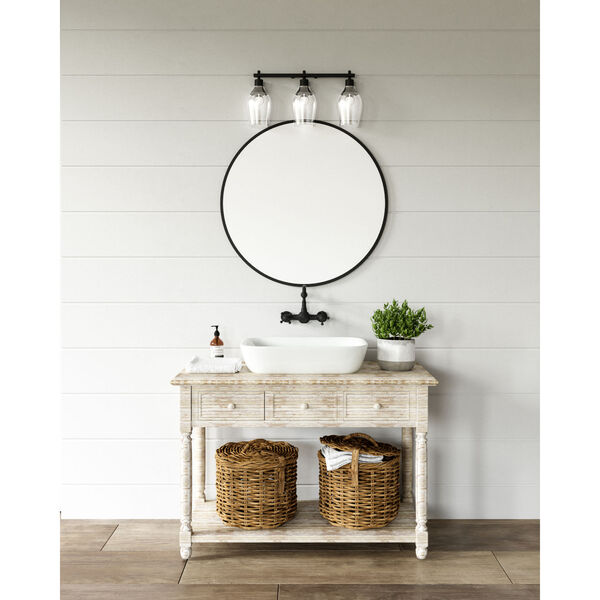 Kingsley Three-Light Bath Vanity with Clear Glass, image 2