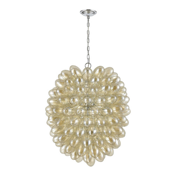 Bubble Up Chrome and Silver Six-Light Chandelier, image 2
