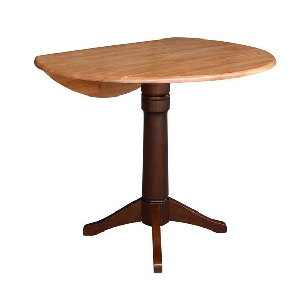 Cinnamon and Espresso 36-Inch High Round Dual Drop Leaf Pedestal Table, image 3