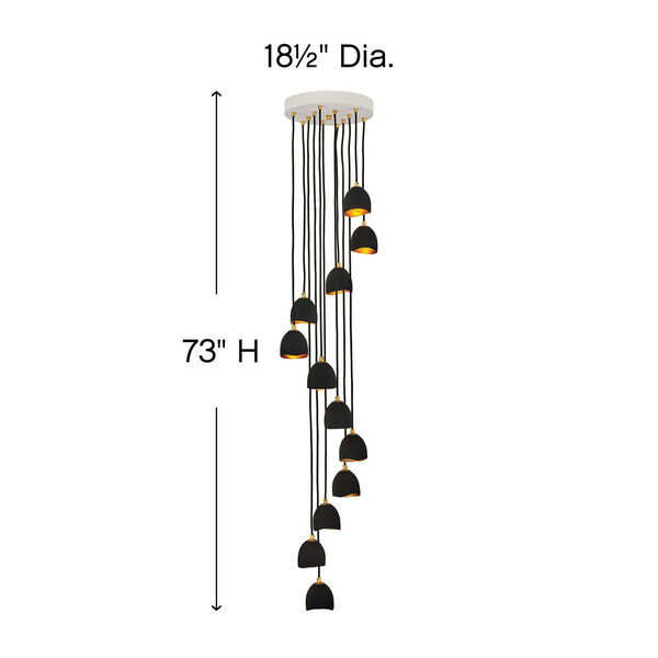 Nula Shell Black 12-Light Pendant, image 5