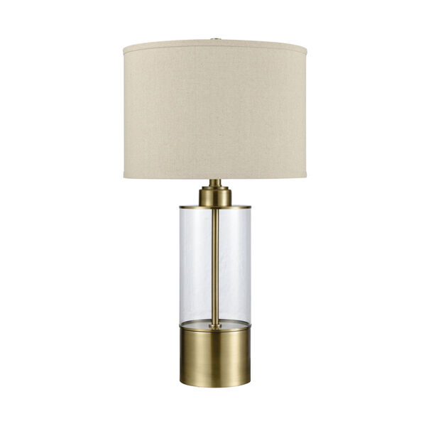 Fermont Clear Glass and Antique Brass 15-Inch Table Lamp, image 2