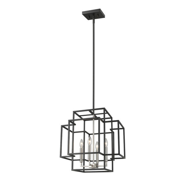 Titania Black and Brushed Nickel 18-Inch Four-Light Pendant, image 3
