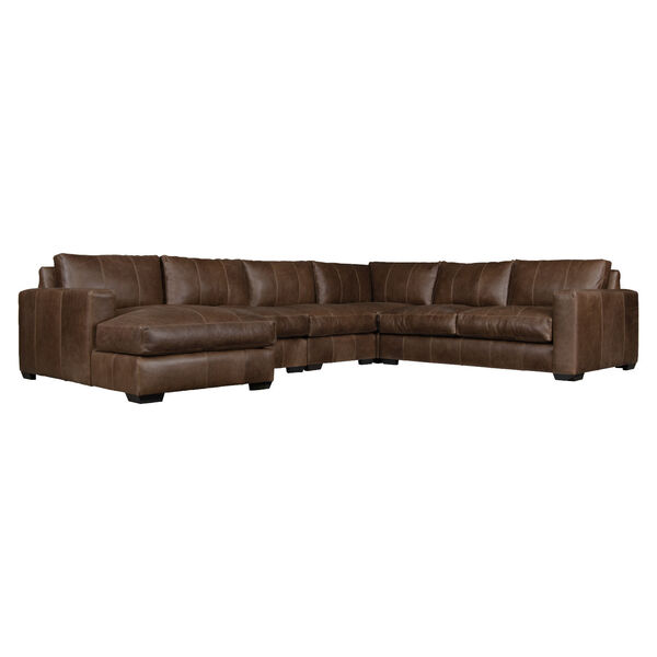 Dawkins Dark Brown Left Facing Leather Sectional Sofa, image 1