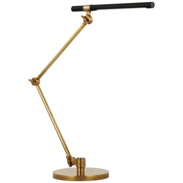 Heron Large Desk Lamp in Hand-Rubbed Antique Brass and Matte Black by Ian K. Fowler, image 1