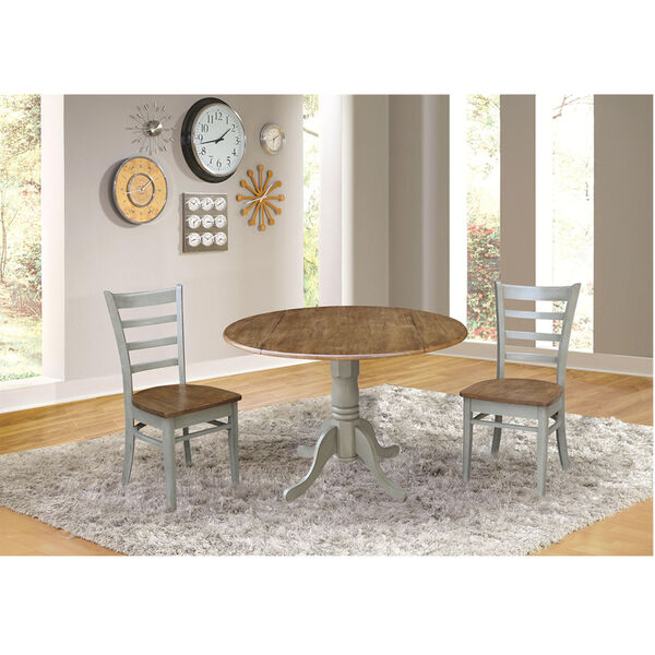 Emily Hickory and Stone 42-Inch Dual Drop leaf Table with Side Chairs, Three-Piece, image 2