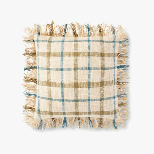 Natural and Blue 18 In. x 18 In. Pillow, image 1