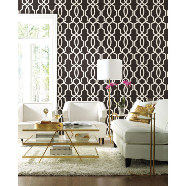 Geometric Resource Library Black and White Hourglass Trellis Wallpaper, image 1