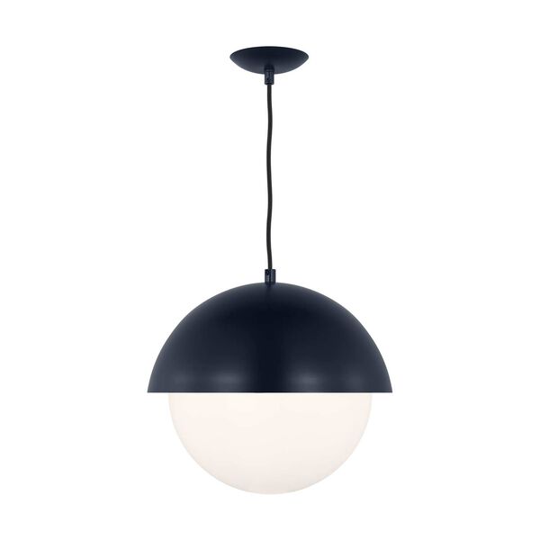 Hyde Navy One-Light Large Pendant with Opal Glass Shade by Drew and Jonathan, image 1