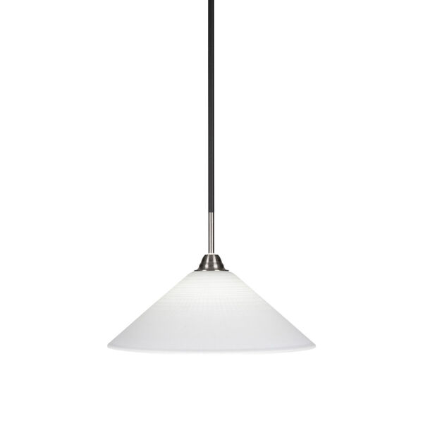 Paramount Matte Black and Brushed Nickel 16-Inch One-Light Pendant with White Matrix Glass Shade, image 1