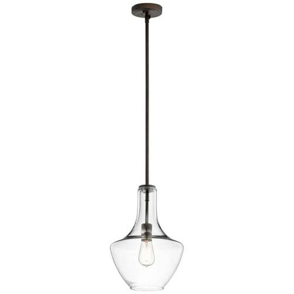 Nicholson Olde Bronze 11-Inch One-Light Pendant with Clear Glass, image 1