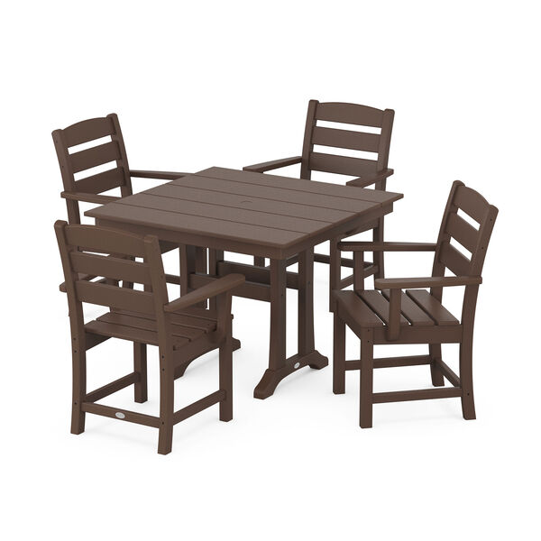 Lakeside Mahogany Trestle Arm Chair Dining Set, 5-Piece, image 1