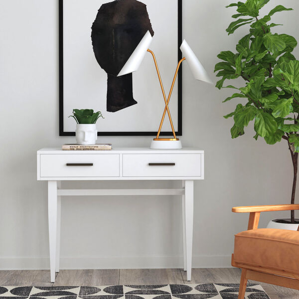 Lavery Cottage White Console Table with Storage, image 1