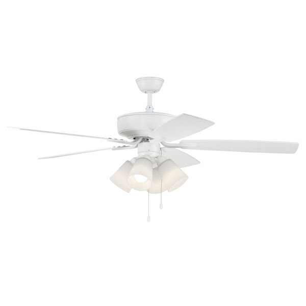 Pro Plus White 52-Inch Four-Light Ceiling Fan with White Frost Bell Shade, image 3
