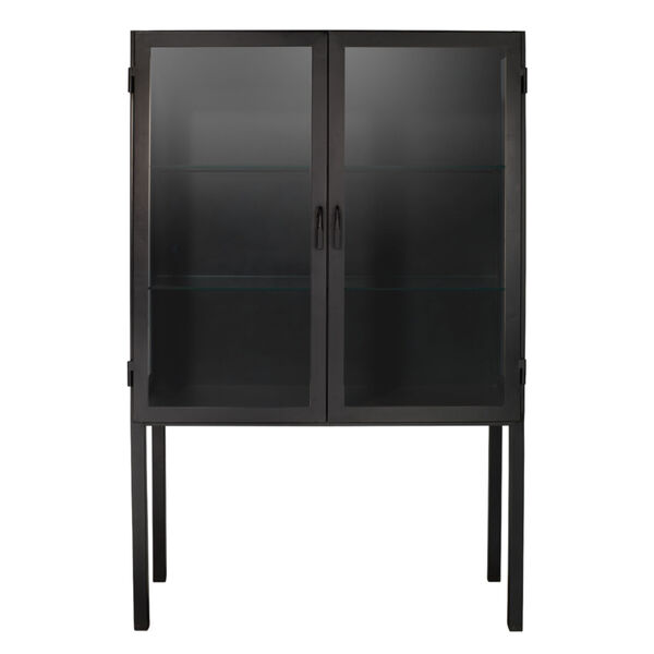 Chauncey Black Iron with Clear Glass Curio Bar Cabinet, image 1