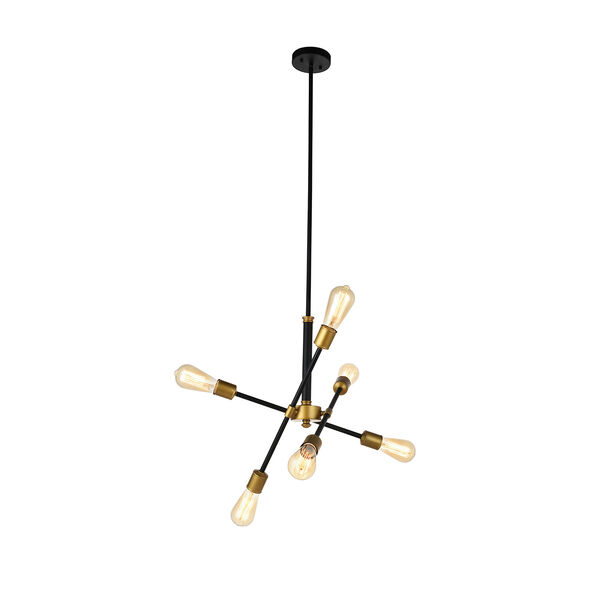 Axel Black and Brass 17-Inch Six-Light Pendant, image 4