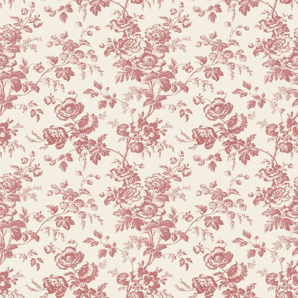 Anemone Toile French Red Wallpaper, image 2