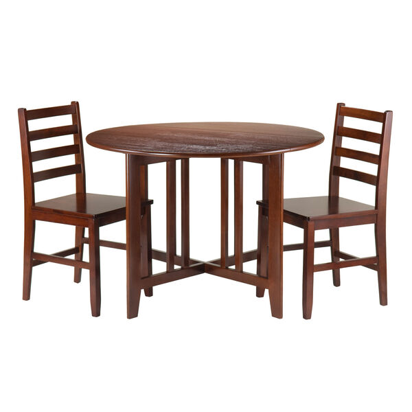 Alamo 3-Piece Round Drop Leaf Table with 2 Hamilton Ladder Back Chairs, image 1