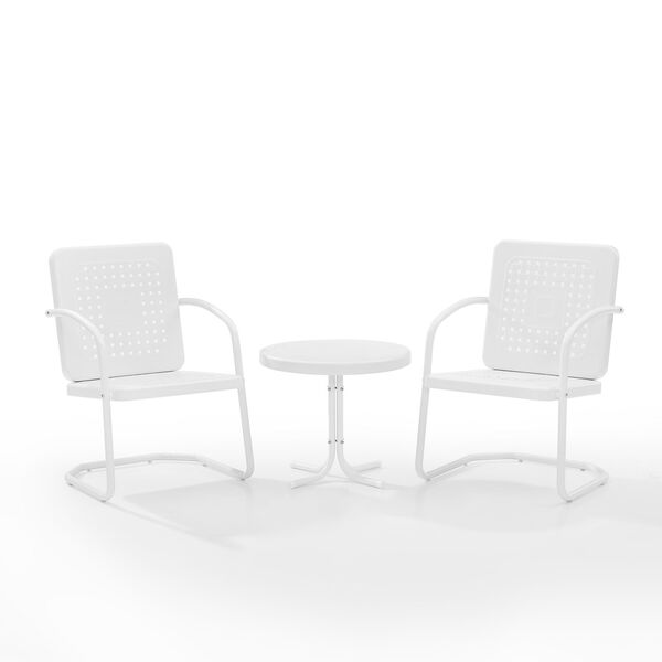 Bates White Gloss and White Satin Outdoor Chair Set, Three-Piece, image 6