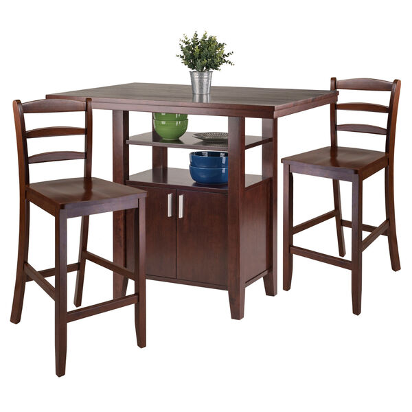 Albany Walnut Three Piece High Table with Ladder Back Counter Stool Set, image 2