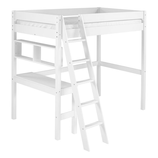 Swan White Twin Loft Bed with Desk, image 1
