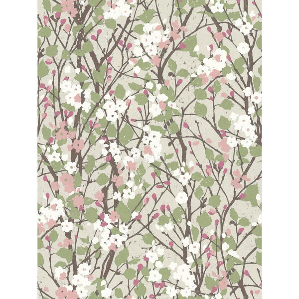 Willow Branch Beige, Green And Pink Peel And Stick Wallpaper – SAMPLE SWATCH ONLY, image 1