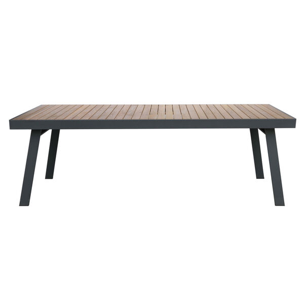 Nofi Charcoal Outdoor Patio Dining Table with Teak Wood Top, image 2