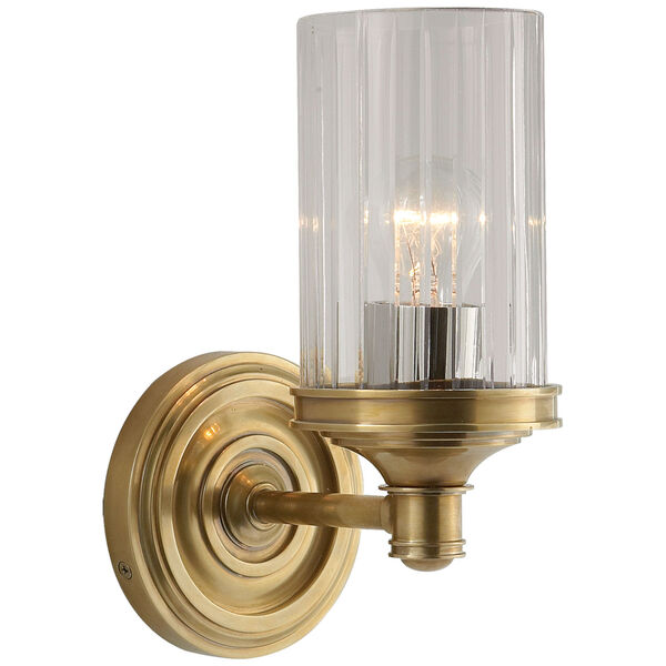 Ava Single Sconce in Hand-Rubbed Antique Brass with Crystal by Alexa Hampton, image 1