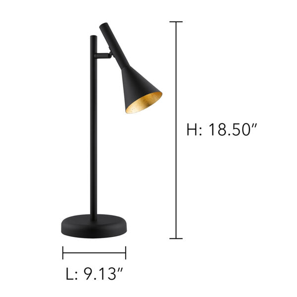 Cortaderas Black One-Light Table Lamp with Black Exterior and Gold Interior Shade, image 4