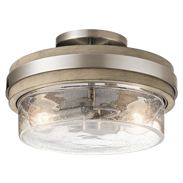 Grand Bank Classic Pewter 12-Inch Two-Light Semi-Flush Mount, image 1
