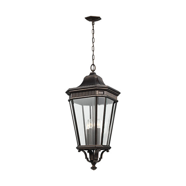 Castle Bronze 31-Inch Four-Light Hanging Lantern with Clear Glass, image 1
