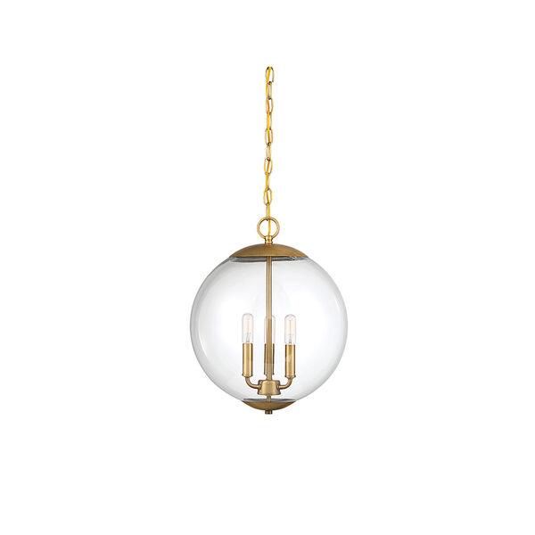 Whittier Natural Brass Three-Light Globe Pendant, image 1
