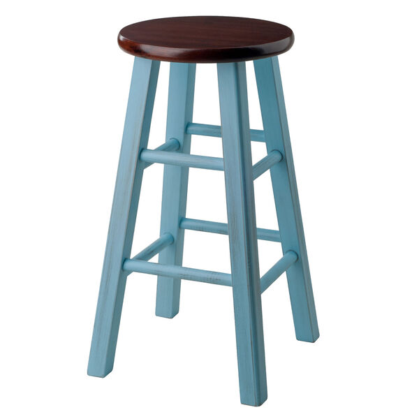 Ivy Rustic Light Blue and Walnut Counter Stool, image 1